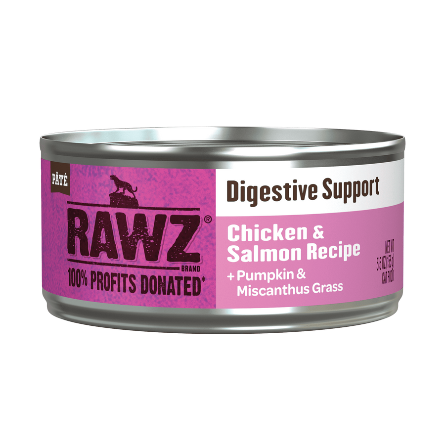 RAWZ Solutions Digestive Support Chicken & Salmon Canned Cat Food 5.5oz, Front can