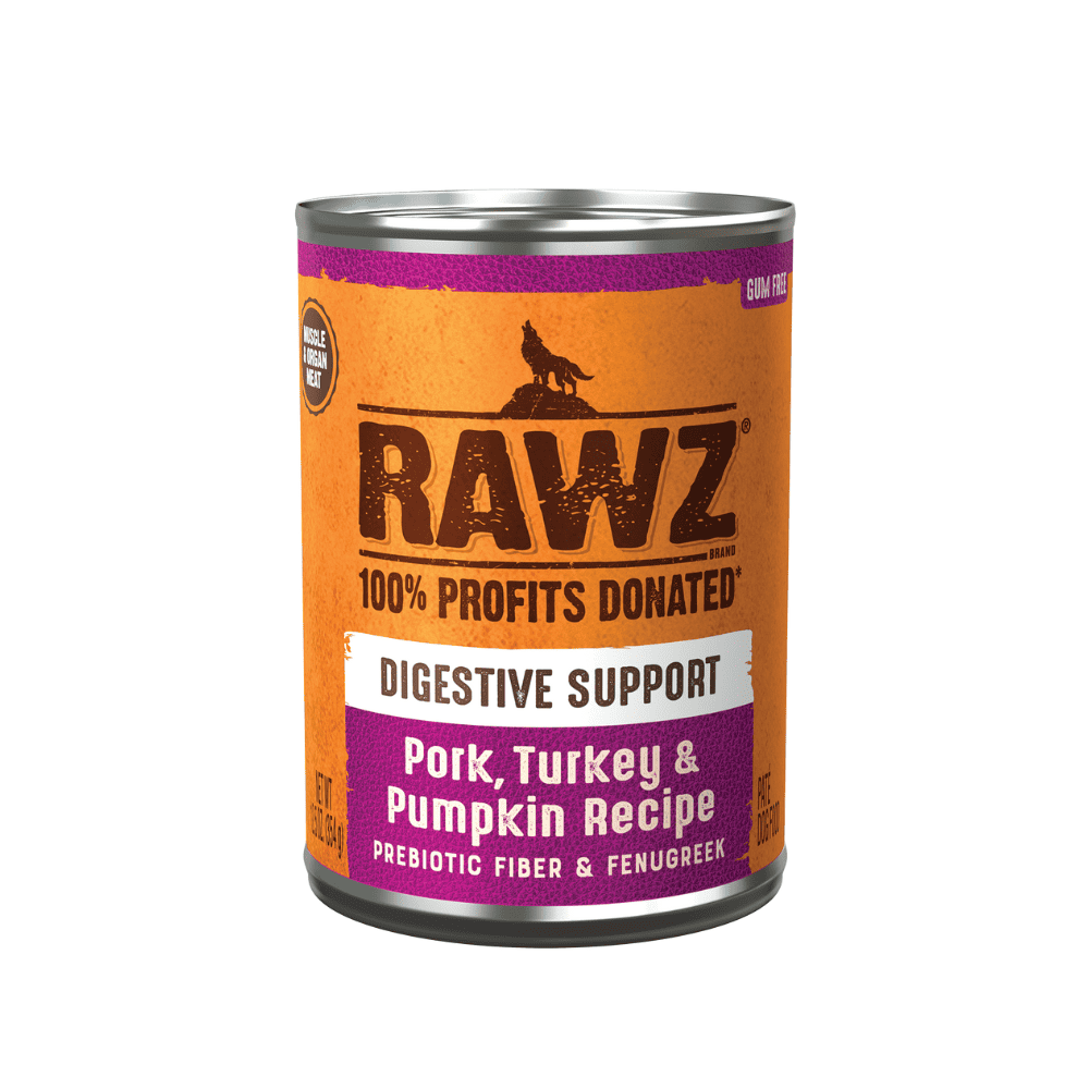 RAWZ Solutions Digestive Support Pork, Turkey & Pumpkin Canned Dog Food front of can.