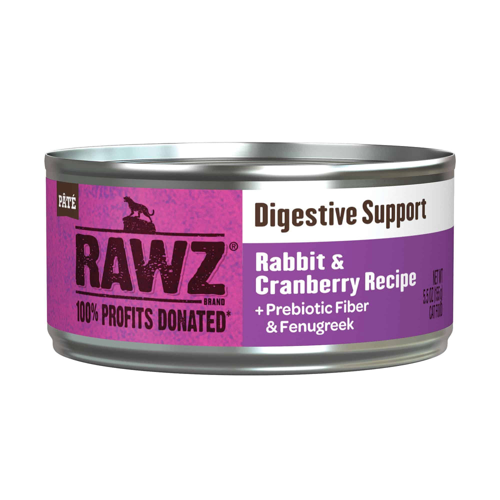 RAWZ Solutions Digestive Support Rabbit & Cranberry Canned Cat Food 5.5oz Front can