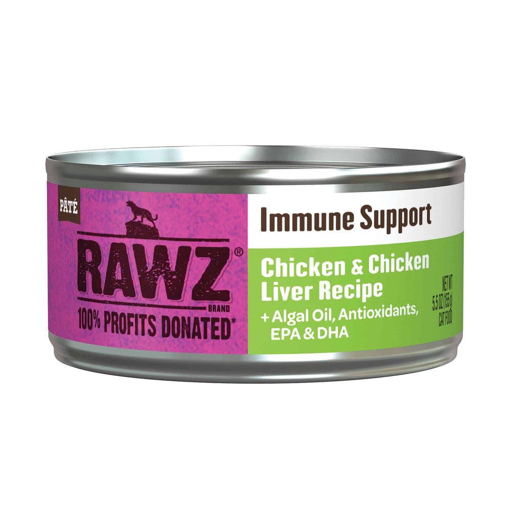 RAWZ Solutions Immune Support Chicken & Chicken Liver Canned Cat Food 5.5oz, Front can