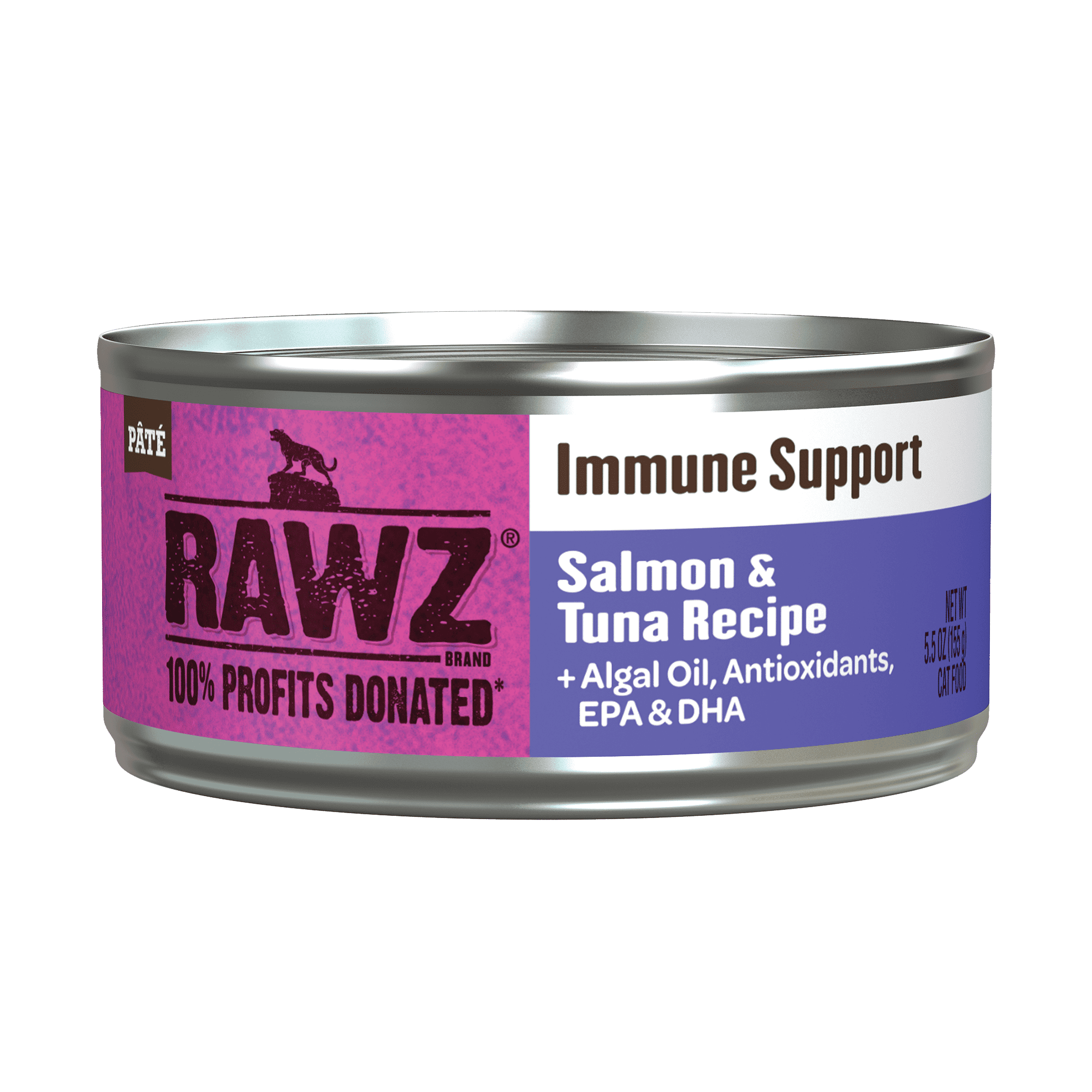 RAWZ Solutions Immune Support Salmon & Tuna Canned Cat Food 5.5oz, Front can