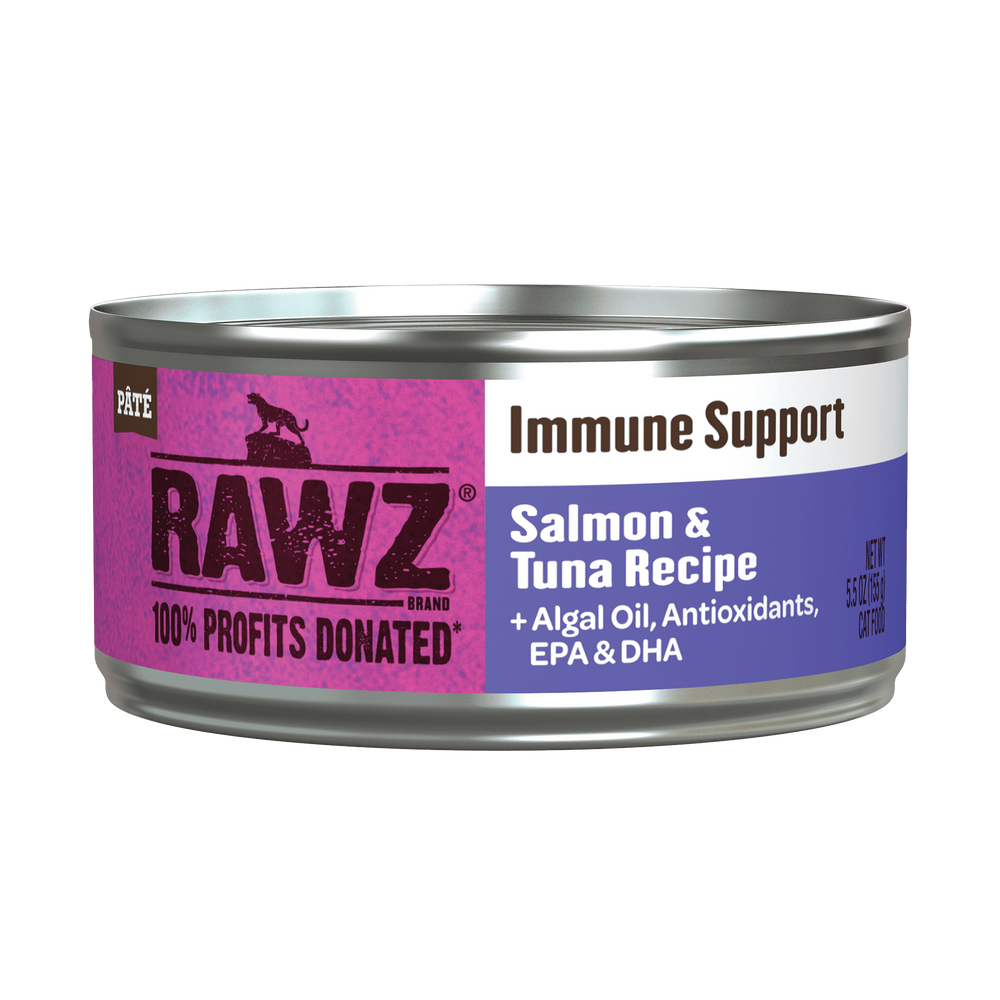 RAWZ Solutions Immune Support Salmon & Tuna Canned Cat Food 5.5oz, Front can