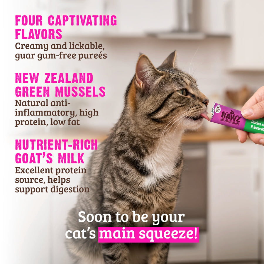 Rawz Wild Caught Tuna with Goat's Milk & Green Mussels Lickable Topper/Treat for Cats