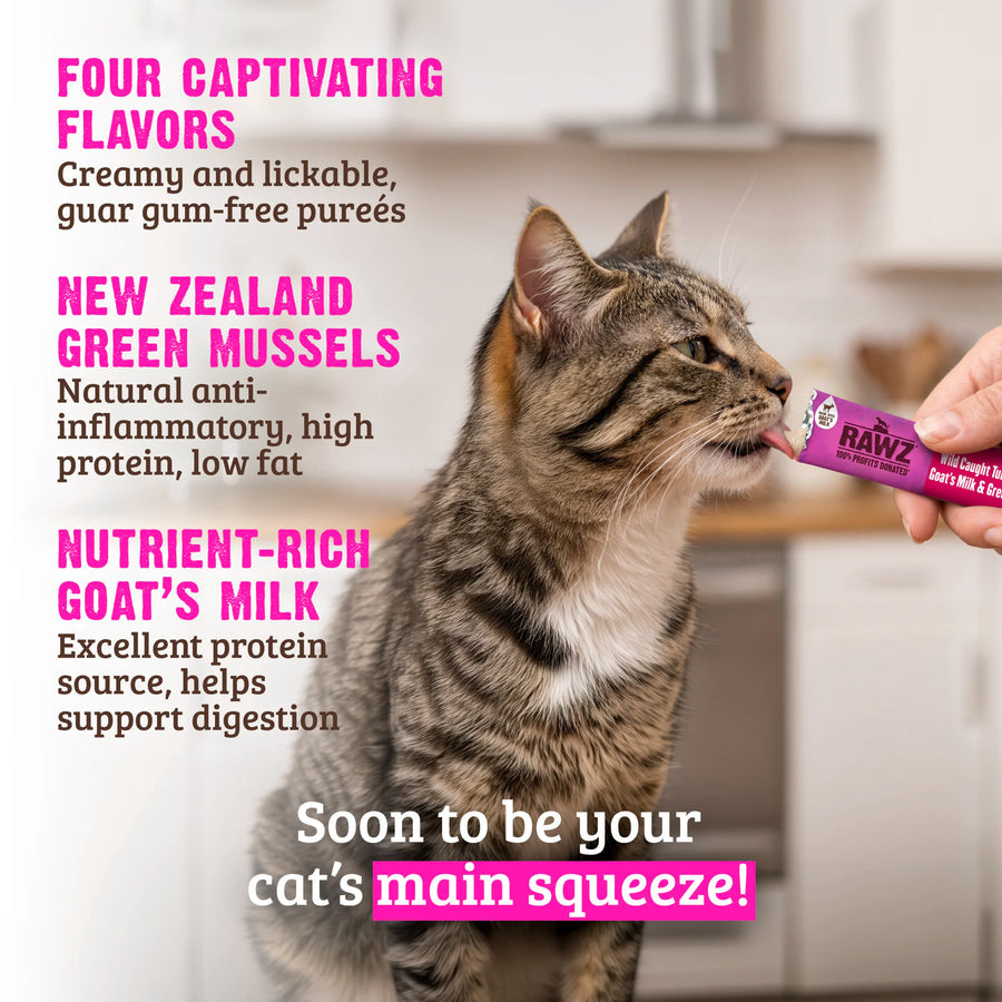 Rawz Wild Caught Tuna & Salmon with Goat's Milk & Green Mussels Lickable Topper/Treat for Cats