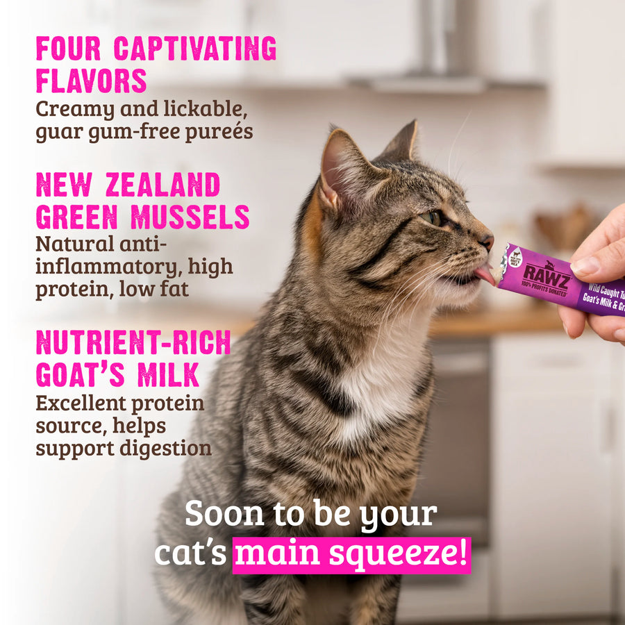 Rawz Wild Caught Tuna & Scallop with Goat's Milk & Green Mussels Lickable Topper/Treat for Cats