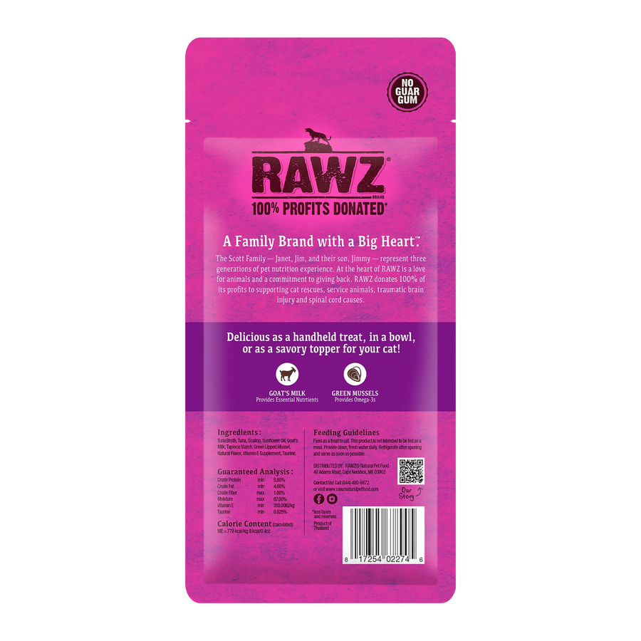 Rawz Wild Caught Tuna & Scallop with Goat's Milk & Green Mussels Lickable Topper/Treat for Cats
