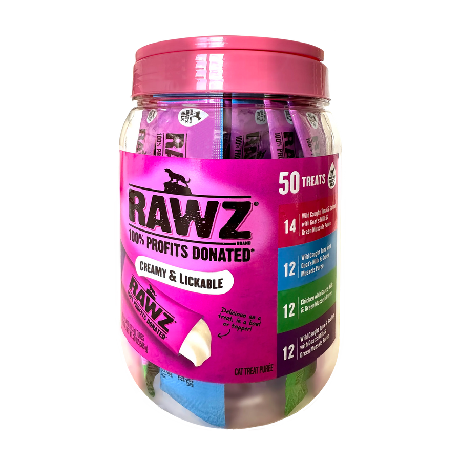 Rawz Lickable Topper/Treat 50 Tubes Variety Pack for Cats