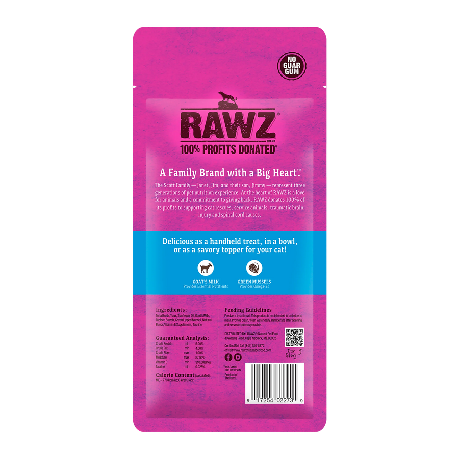 Rawz Wild Caught Tuna with Goat's Milk & Green Mussels Lickable Topper/Treat for Cats