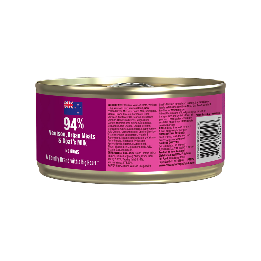 RAWZ 94% Venison with Goat's Milk Pate Canned Cat Food