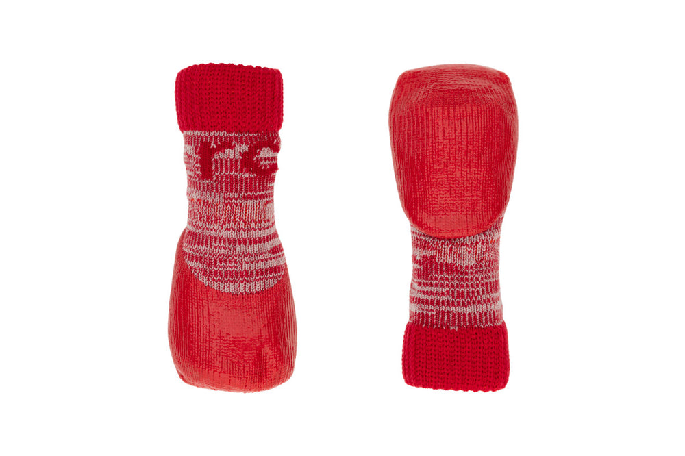 Pair of RC Pets Sporty PAWks Anti-Slip Red Dog Socks 