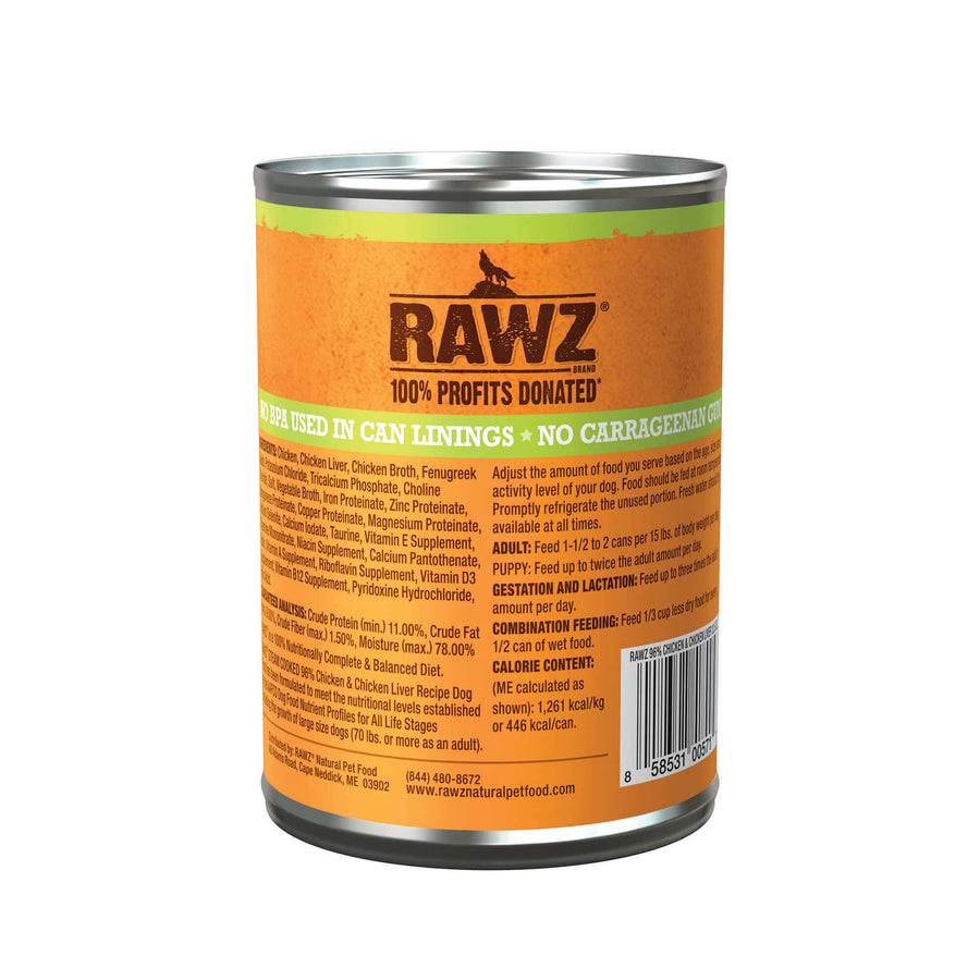 RAWZ 96% Chicken & Chicken Liver Canned Dog Food
