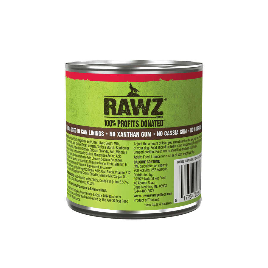 RAWZ Shredded Beef, Pumpkin, Sweet Potato & Goat's Milk Canned Dog Food