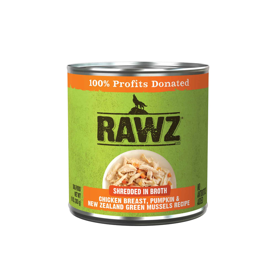 RAWZ Shredded Chicken Breast, Pumpkin, & New Zealand Green Mussels Recipe Canned Dog Food