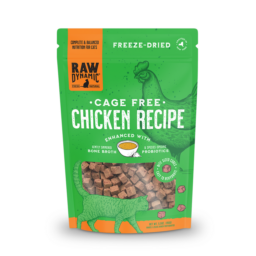 Raw Dynamic Freeze-Dried Chicken Formula For Cats front of bag. 
