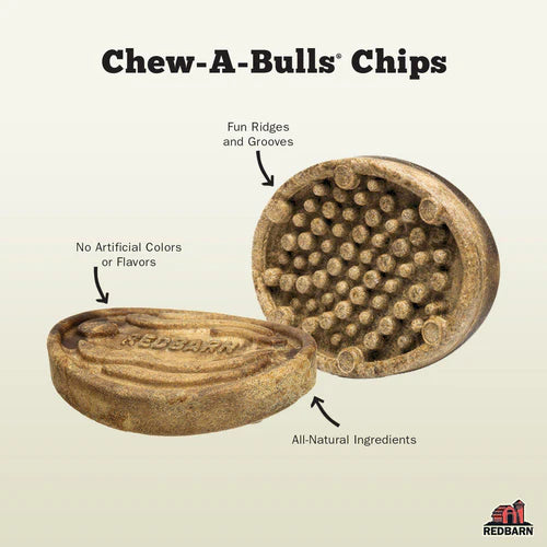 Redbarn Chew-A-Bulls Chips Dog Treats has fun ridges and grooves, no artificial colors or flavors and all-natural ingredient