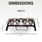 19.5 x 8 x 4..2 inches dimension of 2 Quarts Rustic Elevated Dog Bone Feeder with 2 Stainless Steel Bowls