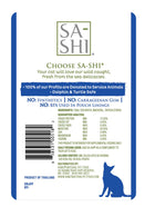 Back label of Sa-Shi Tuna & Mackerel Recipe Cat Food Pouch 50g