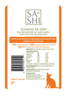 Back label of Sa-Shi Tuna & Pumpkin Recipe Cat Food Pouch