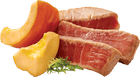Pumpkin and tuna pieces for Sa-Shi Tuna & Pumpkin Recipe Cat Food Pouch