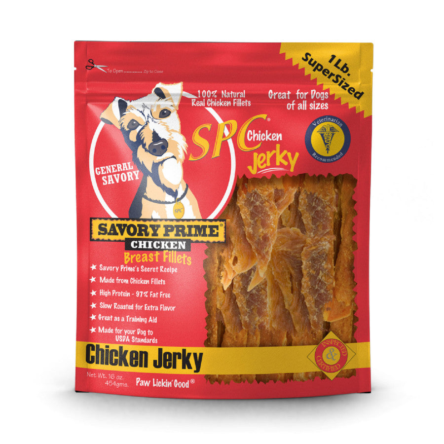 Savory Prime Natural Chicken Jerky Treats for Dogs 16oz Front Pouch