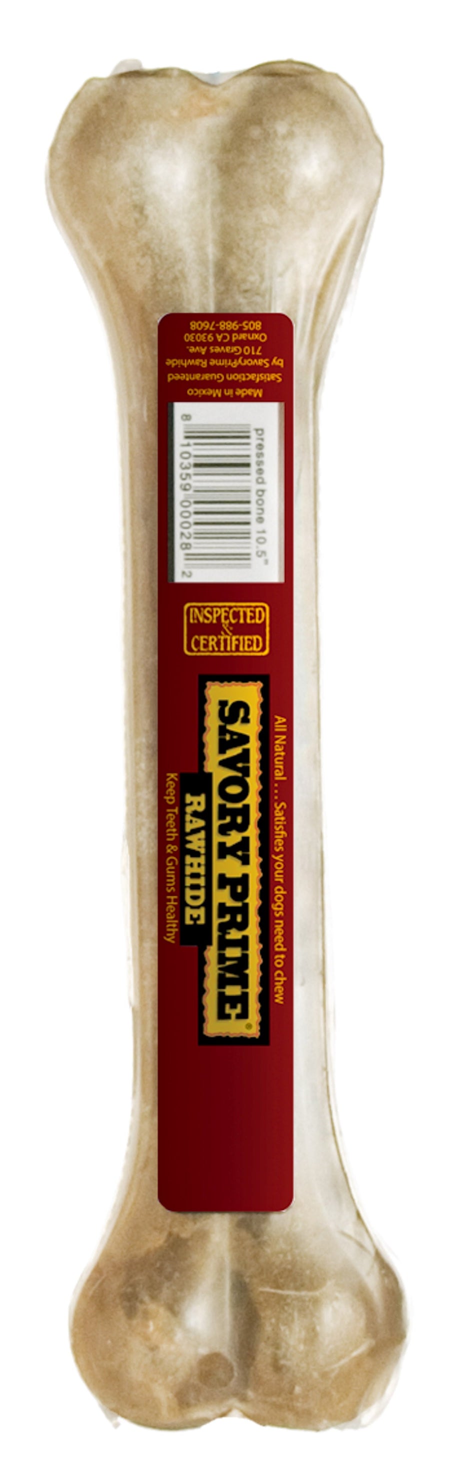 Savory Prime Pressed Bone Rawhide Dog Treat, Front Packaging