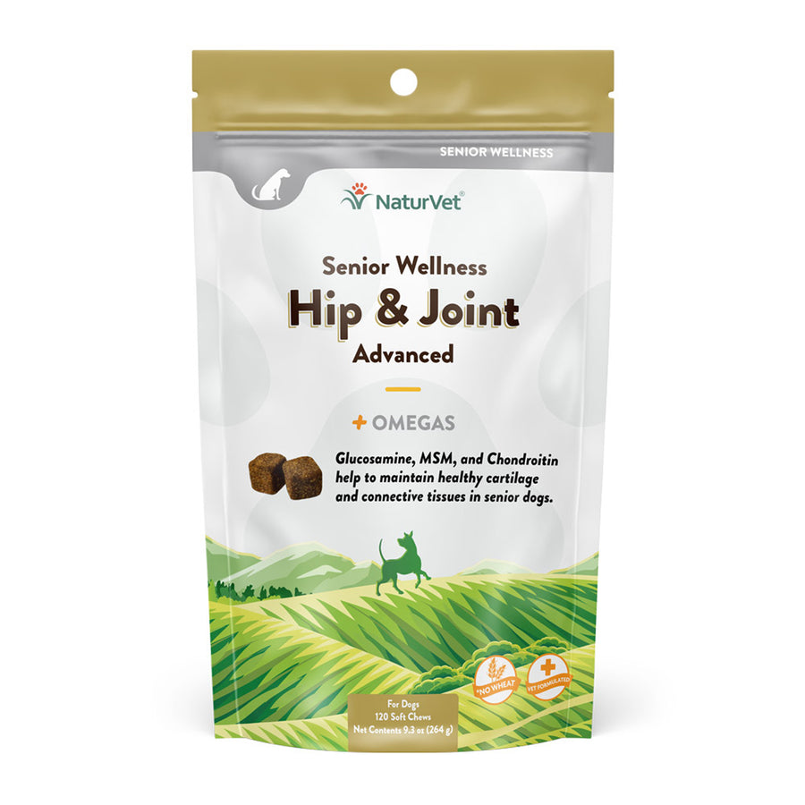 NaturVet Senior Wellness Hip and Joint Advanced Soft Chews for Dogs, 120 ct