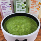 Shepherd Boy Farms Freeze Dried Raw Super Green Blend Goat Milk in a bowl
