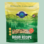 Front bag of Shepherd Boy Farms Raw Freeze Dried Bison Banquet Dog Food 14 oz