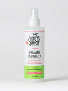 8 fluid ounce bottle with spray nozzle tip. Skout's Honor Probiotic Deodorizer Sunkissed Coconut Coat Spray.