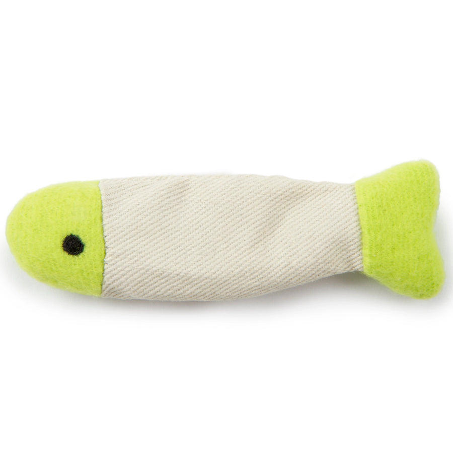 Green SmartyKat Fish Flop Plush Crinkle Catnip Toy 