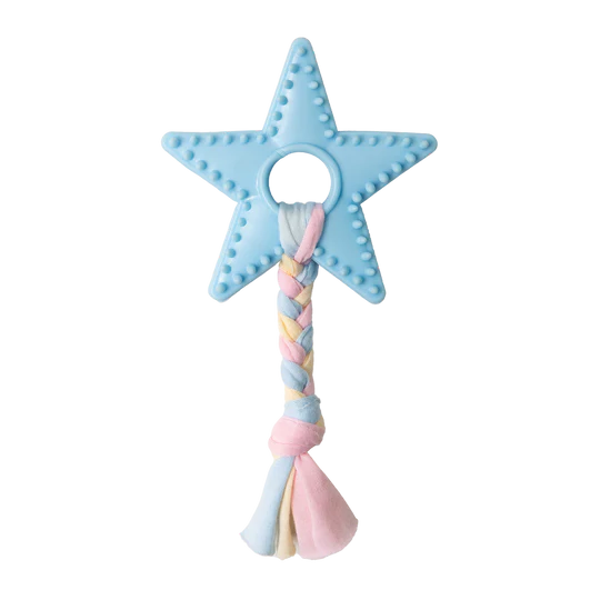Snugarooz Lil Star Blue Dog Chew with rope cotton