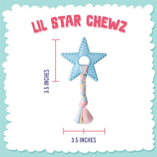 3.5 x 3.5 inches size of Snugarooz Lil Star Dog Chew