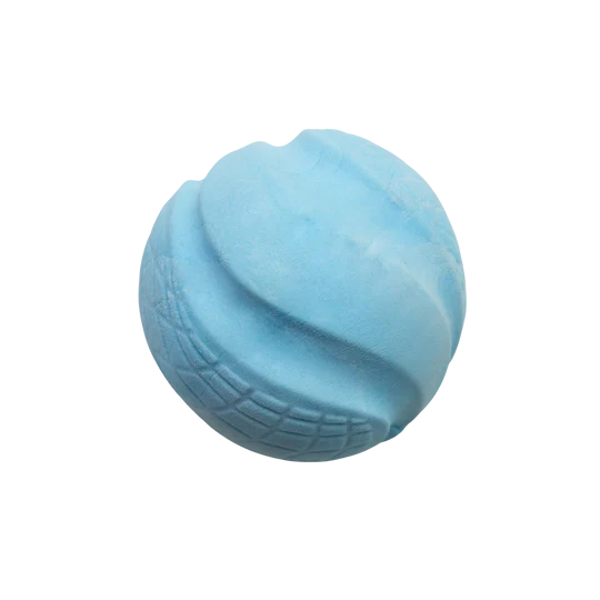 Close Up view of Snugarooz Sky Bounce Ballz Blue Dog Toy