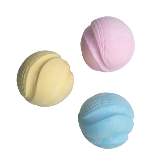 Snugarooz Sky Bounce Ballz Pink Dog Toy in Pink, Yellow & Blue