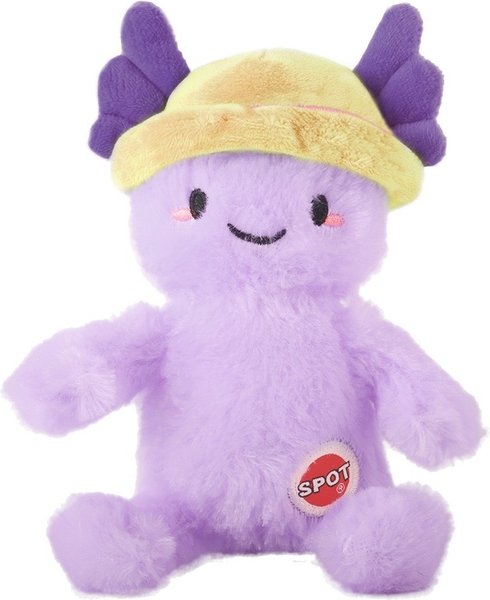 Spot Axolotl With Yellow Hat Plush Dog Toy Purple
