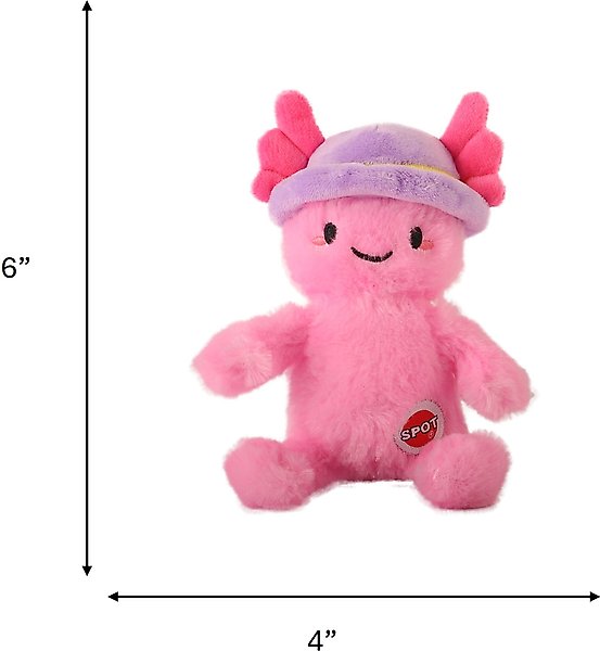 Spot Axolotl With Hat Plush Dog Toy 6 inches tall by 4 inches wide