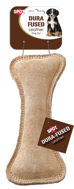 Spot Dura-Fused Leather Bone Dog Toy Front Packaging