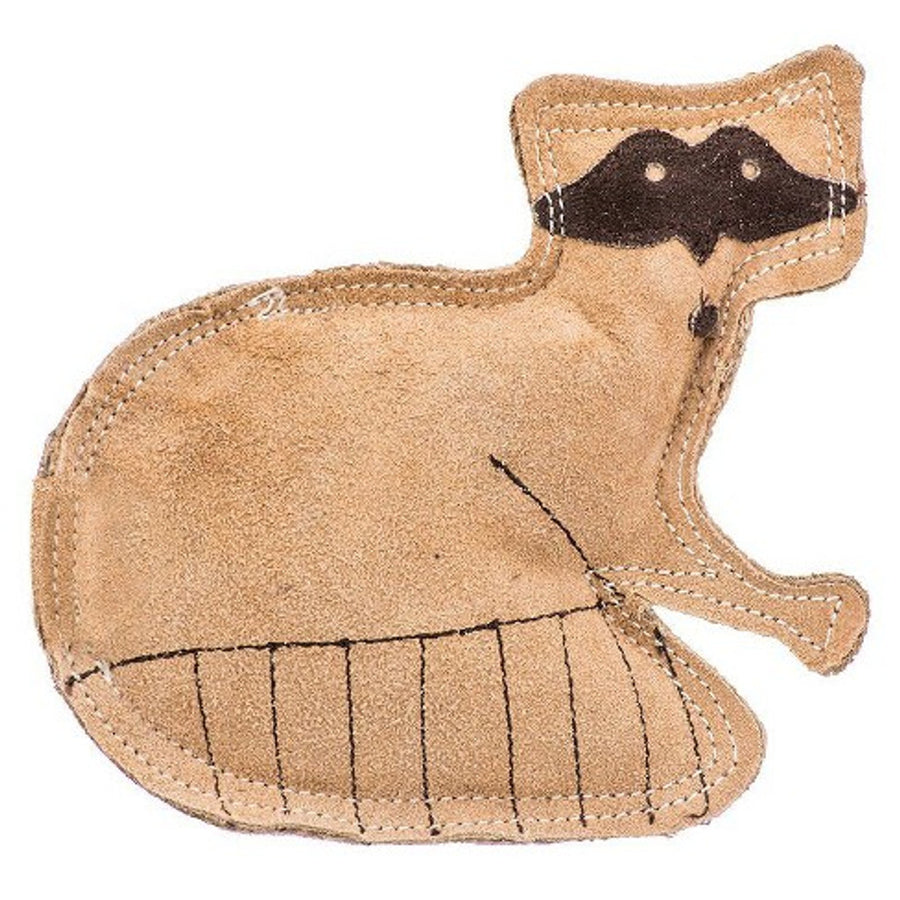 Spot Dura-Fused Leather & Jute Raccoon Dog Toy Close Up
