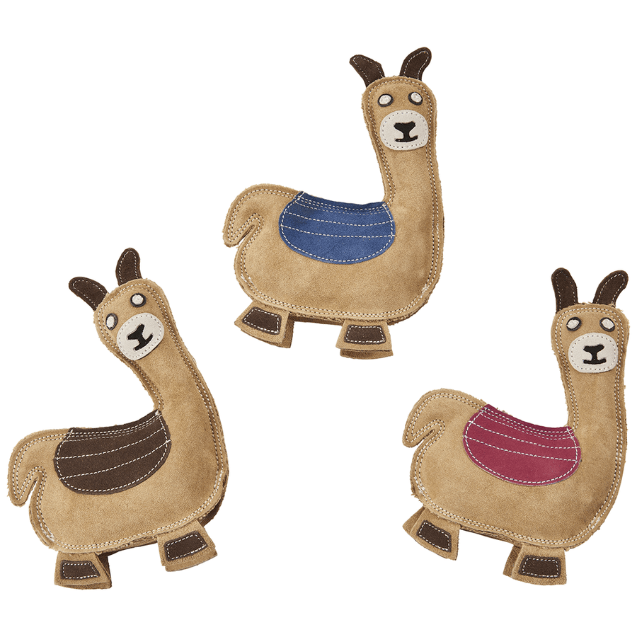 3 colors of Spot Dura-Fused Leather Llama Dog Toy