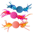 Assorted Spot Elasteeez Ball with Feathers Cat Toy Assorted