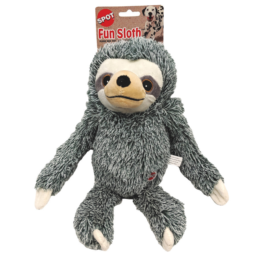 Spot Fun Sloth Plush Dog Toy 13" Inch Gray, Front Packaging