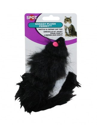 Spot Rattle Plush Fur Ferret Cat Toy, Front Packaging