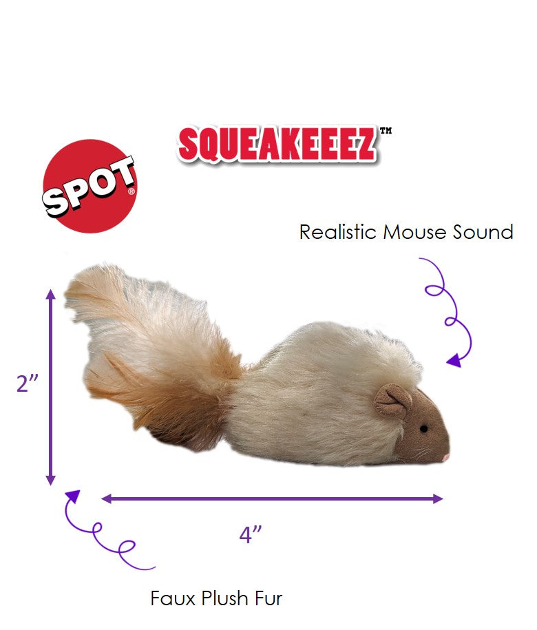 Spot Squeakeeez Silver Vine Mouse Cat Toy, 2 x 4 inches size 