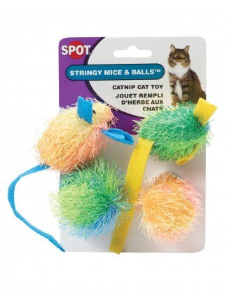 Spot Stringy Mice & Balls with Catnip Cat Toys, front of package