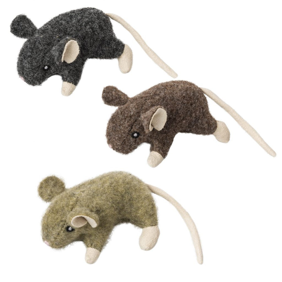 Spot Wool Mouse Willie Cat Toy with Catnip Assorted in Gray, Brown and Beige Colors