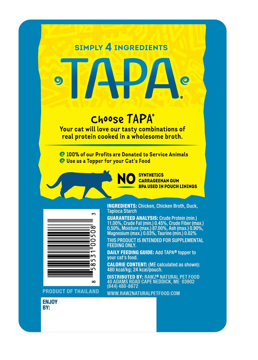 Back pouch of Tapa Chicken Breast & Duck Recipe Cat Food Pouch 1.76oz