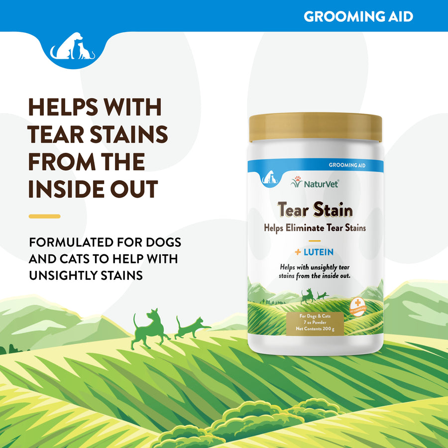 NaturVet Tear Stain Supplement Plus Lutein for Dogs and Cats, 200g Powder