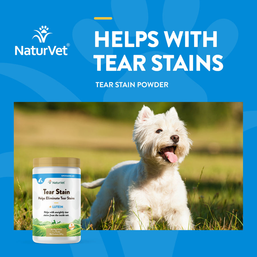 NaturVet Tear Stain Supplement Plus Lutein for Dogs and Cats, 200g Powder