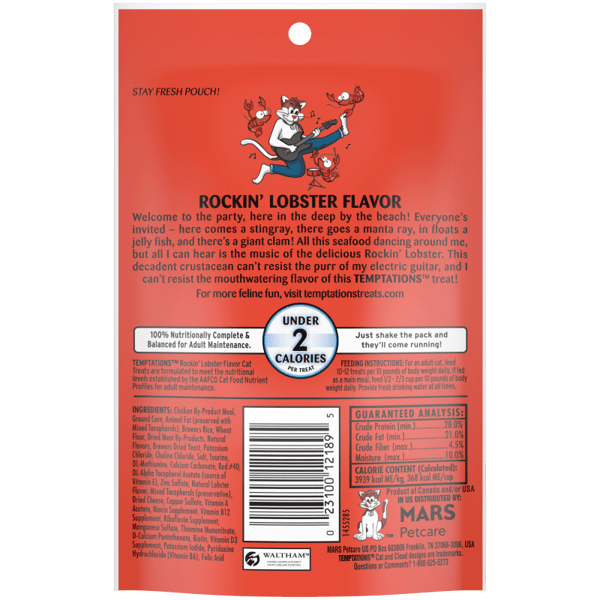 Temptations Rockin' Lobster Cat Treats Back Pouch