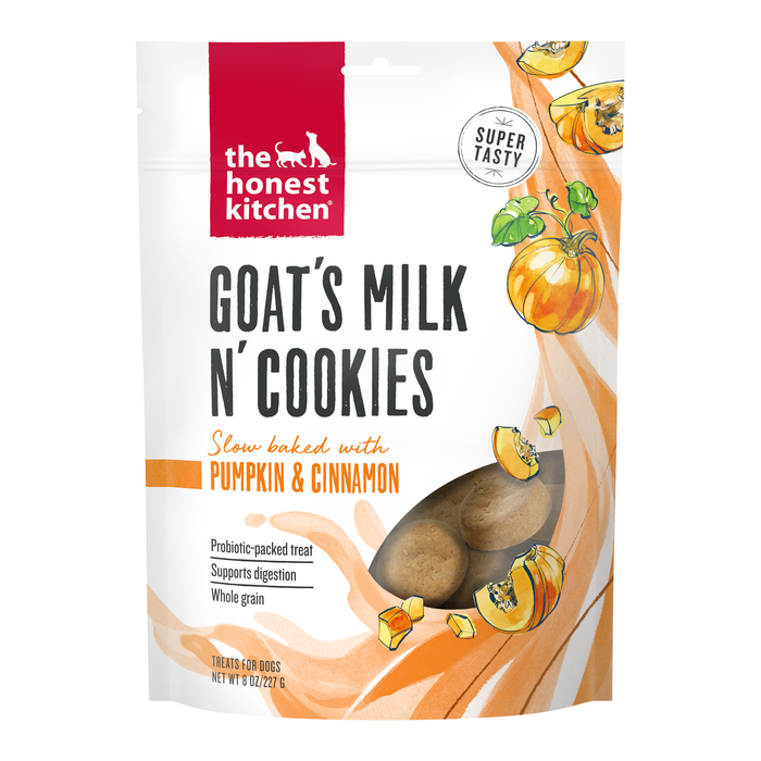 The Honest Kitchen Goat Milk N Cookies Pumpkin & Cinnamon front of bag.